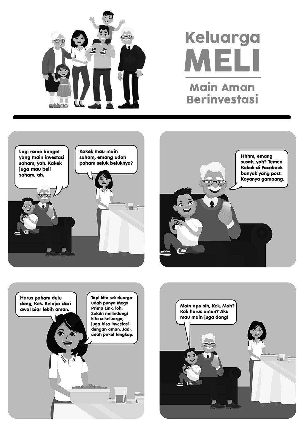 Komik Strip: Keluarga Meli - Main Aman Berinvestasi